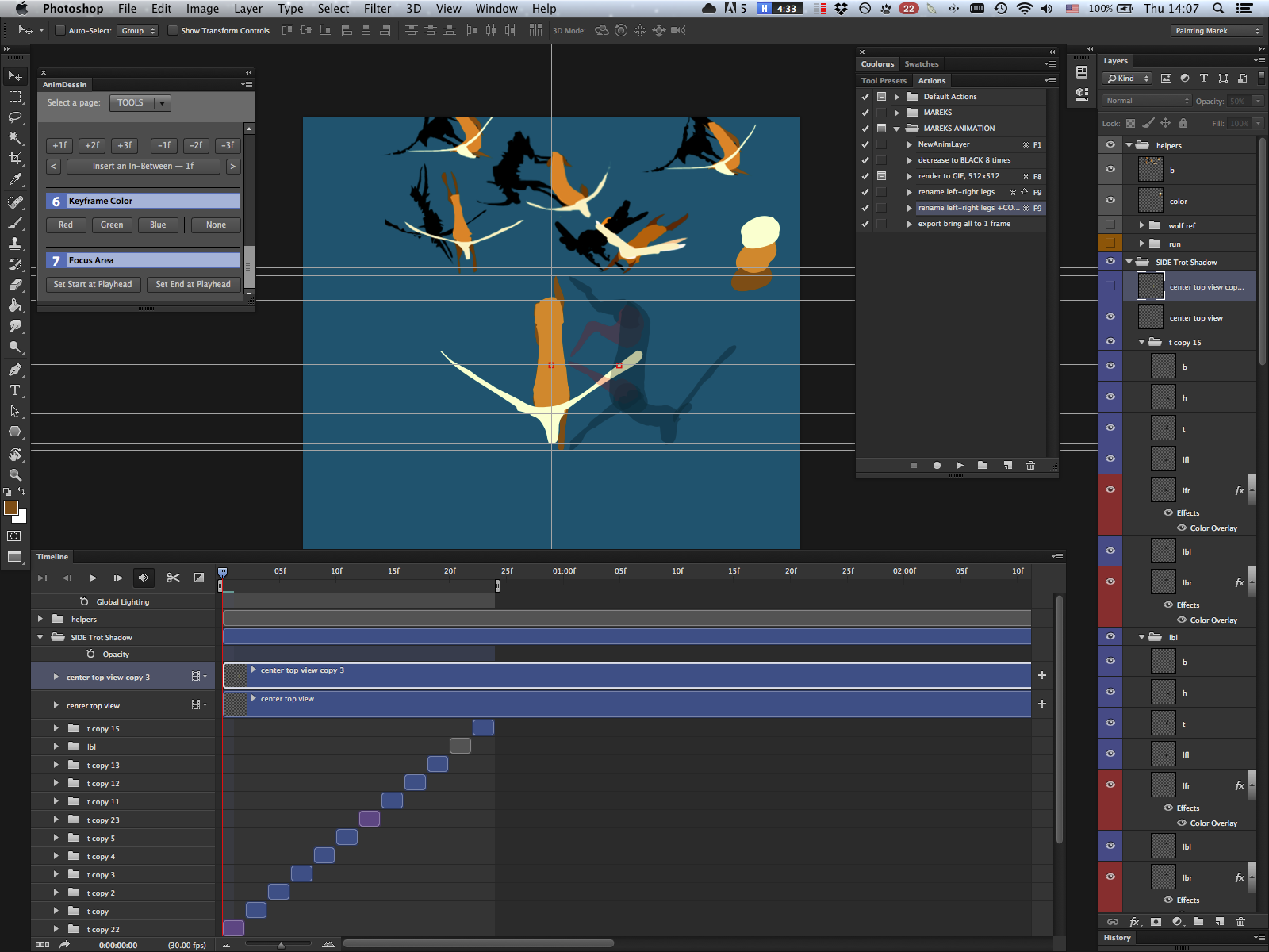 Screenshot of animating a deer in Photoshop